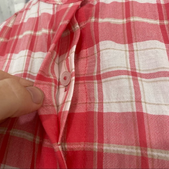 Calvin Klein Pink Plaid Button Down Sleeveless Dress Fit & Flare Cotton Swing - Picture 3 of 13